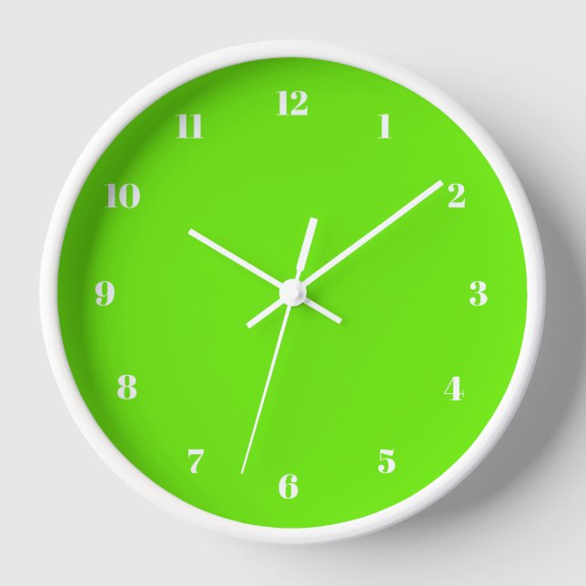 Neon Green Wall Clock Custom - Choose Colors (Front)