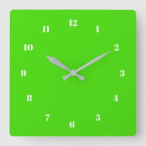 Neon Green Wall Clock Custom Colors Numbers Font