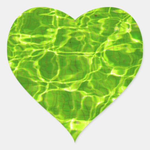 Neon Green Water Patterns Background Blank Modern Heart Sticker
