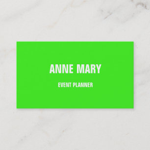 Neon Green White Bright Colorful Weddings Events Business Card