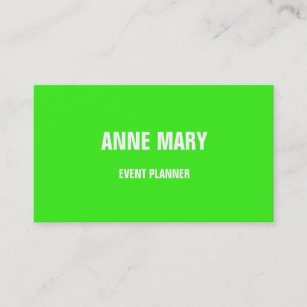 Neon Green White Bright Colorful Weddings Events  Business Card