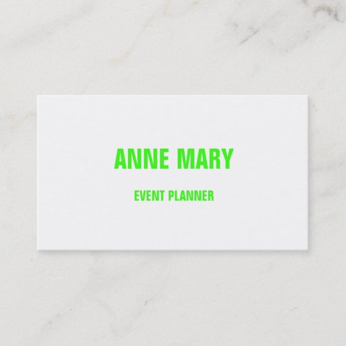 Neon Green White Custom Color Wedding Event 2023 Business Card