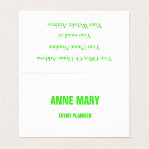 Neon Green White Custom Color Wedding Event Cute Business Card