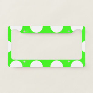 Neon Green White Large Polka Dots License Plate Frame