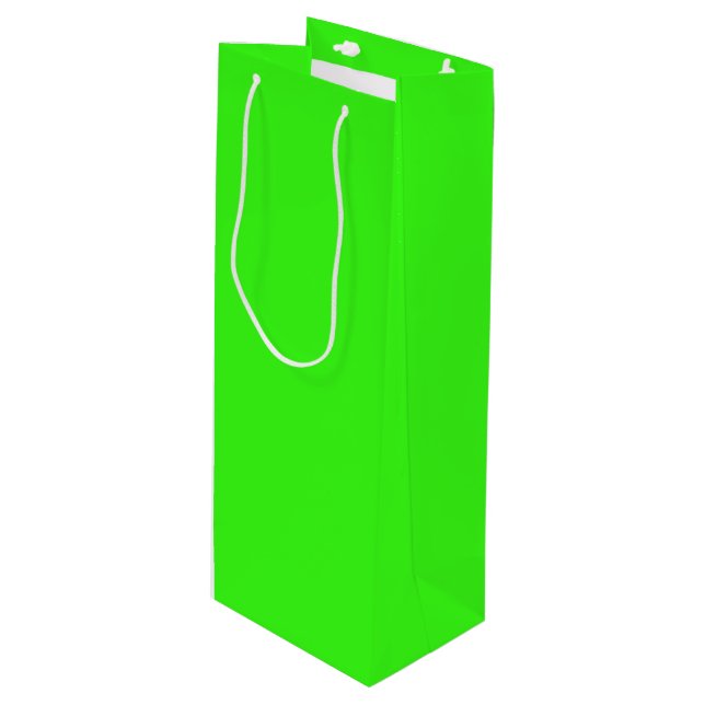 Neon Green Wine Gift Bag (Front Angled)