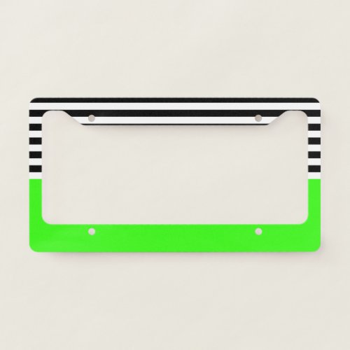 Neon Green With Black and White Stripes License Plate Frame