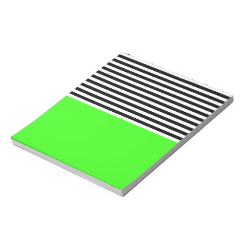 Neon Green With Black and White Stripes Notepad