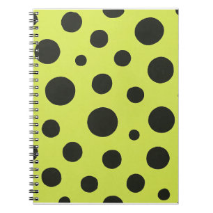 Neon Green with Black Polka Dots Watercolor Notebook