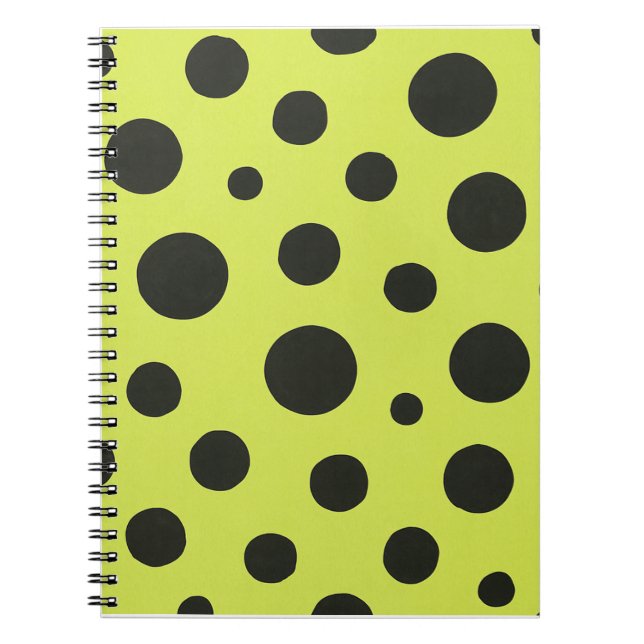 Neon Green with Black Polka Dots Watercolor Notebook (Front)
