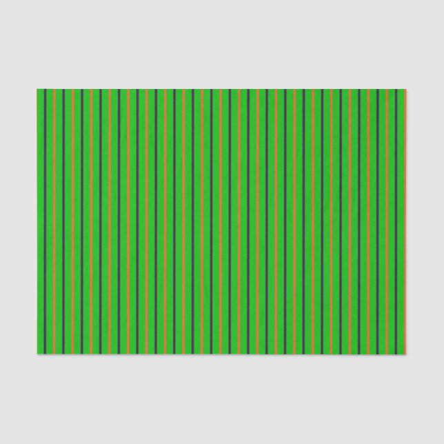 Neon Green with Orange & Purple Stripes Tissue Paper (Front)