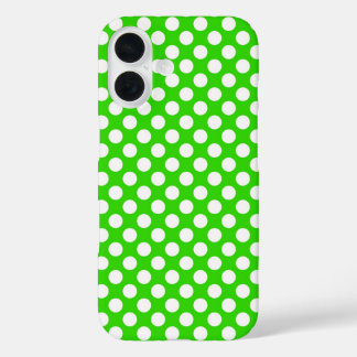 Neon Green With White Polka Dots iPhone 16 Case