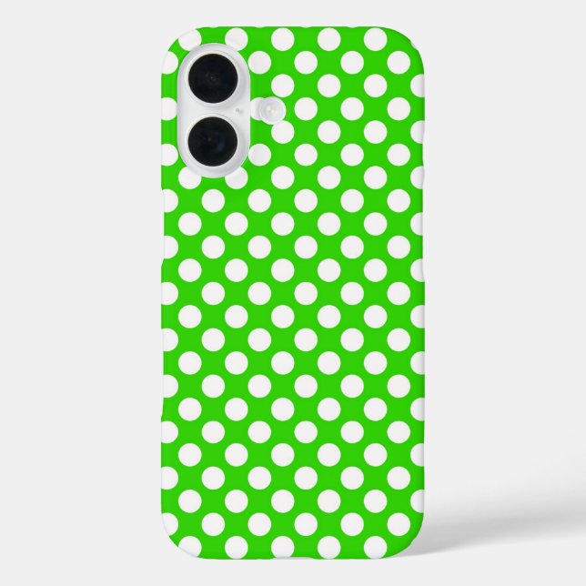 Neon Green With White Polka Dots Case-Mate iPhone Case (Back)