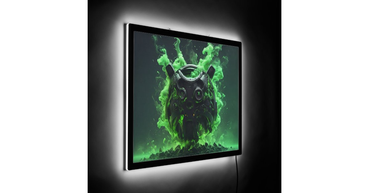 Neon Green Xbox Logo Illuminated Sign Custom Bac Zazzle