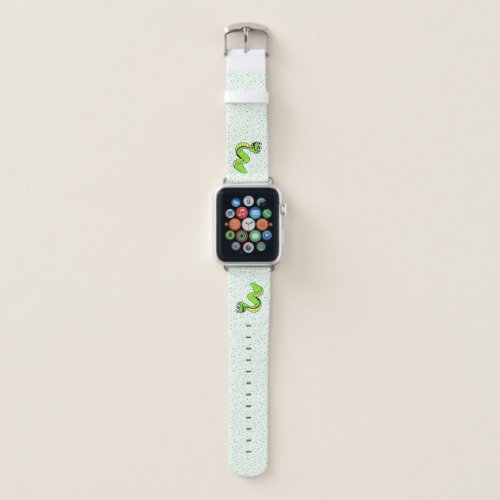 Neon Green Yellow Happy Snake Polka Dots Apple Watch Band