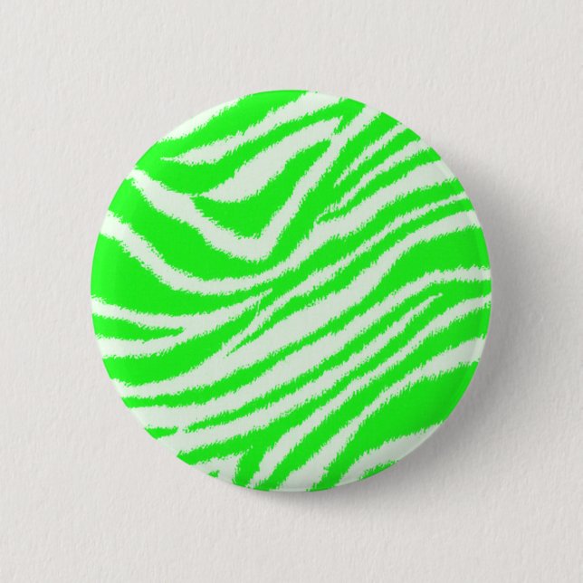 Neon Green Zebra Pattern Button (Front)