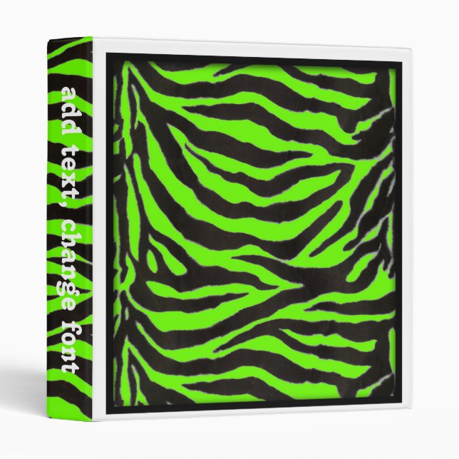 Neon Green Zebra Skin Texture Background 3 Ring Binder (Front/Spine)