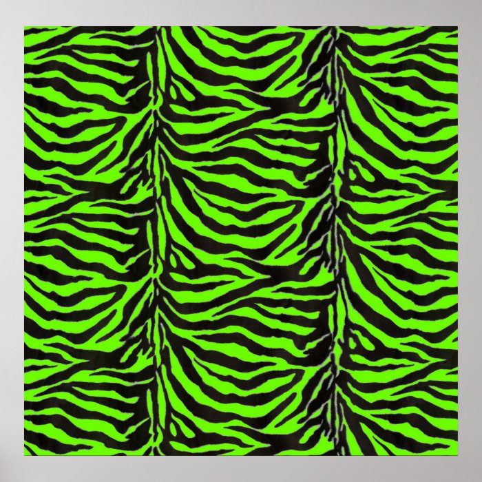 Neon Green Zebra Skin Texture Background Posters