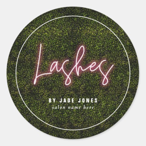 Neon Greenery Lash Artist Business Cosmetologist Classic Round Sticker
