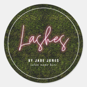 Neon Greenery Lash Artist Business Cosmetologist Classic Round Sticker