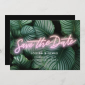 Neon Greenery Modern Tropical Save the Date Invitation (Front/Back)