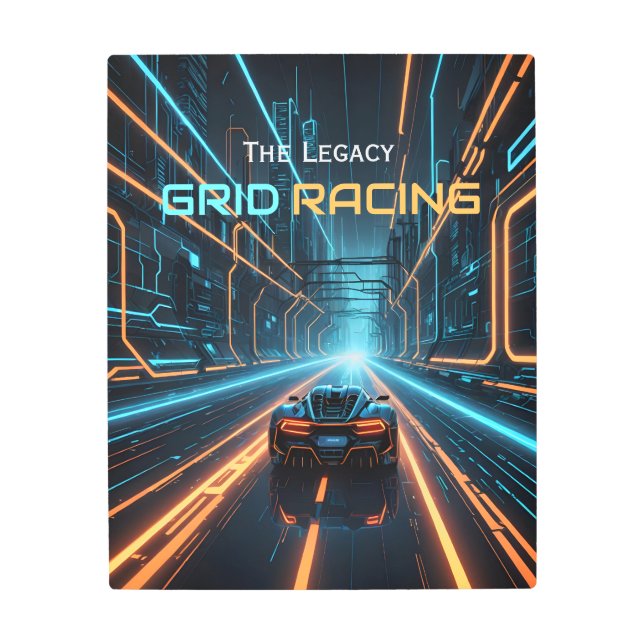 Neon Grid Racing The Legacy Metal Print (Front)