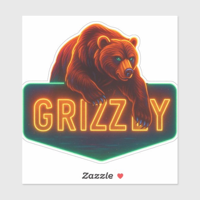 Neon Grizzly Sticker (Sheet)