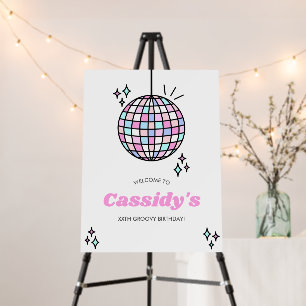 Neon Groovy Disco Ball Foam Board