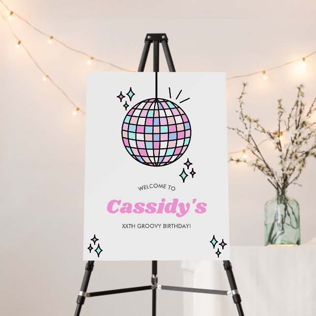 Neon Groovy Disco Ball Foam Board (In Situ (Stand))