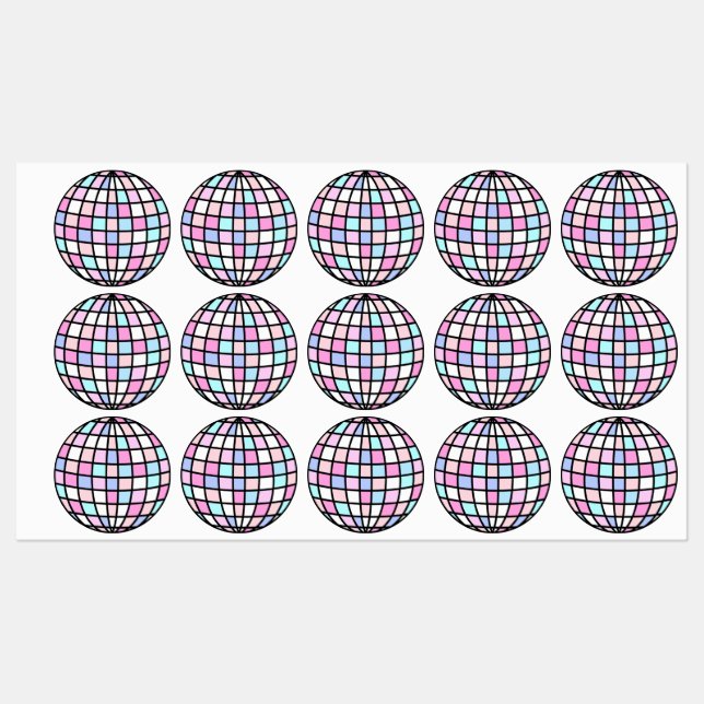Neon Groovy Disco Ball Labels (Sheet)