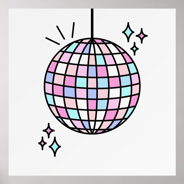 Neon Groovy Disco Ball Print Holder (Front)