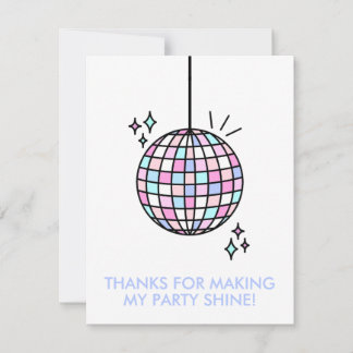 Neon Groovy Disco Ball Thank You Card