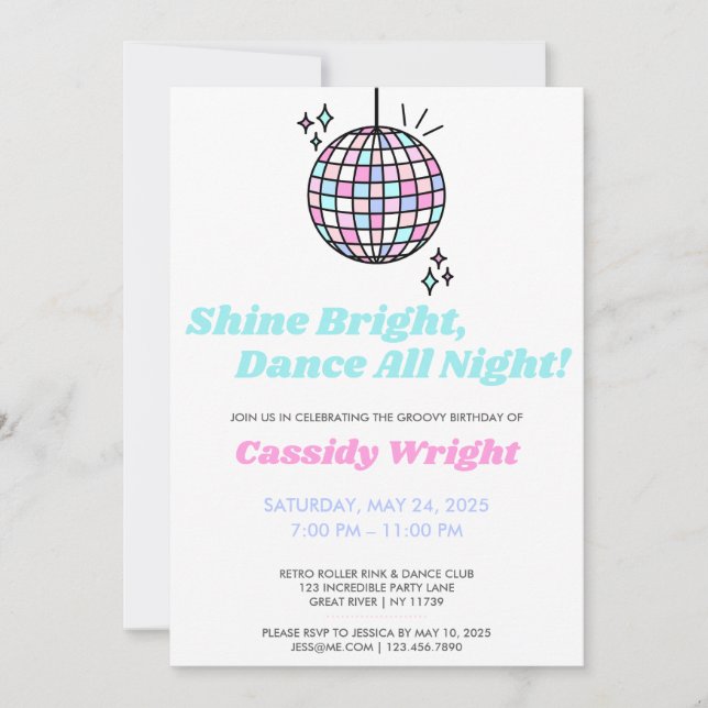 Neon Groovy Disco Birthday Invitation (Front)