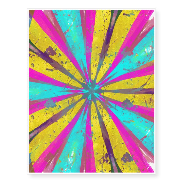 Neon Grunge Industrial Punk Hippie Kaleidoscope Temporary Tattoos (Front)