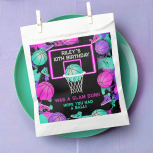 Neon Grunge Paint Splatter Basketball Birthday Favor Bag