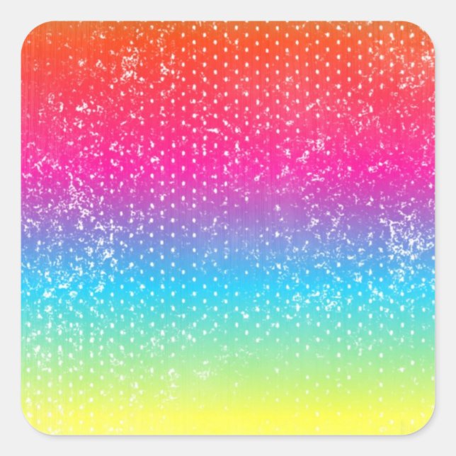 Neon grunge rainbow design square sticker (Front)