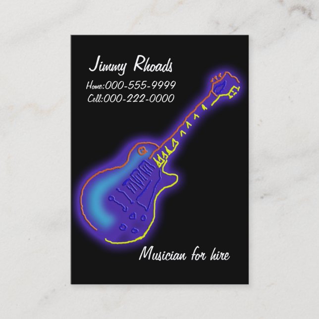 neon guitar business card (Front)