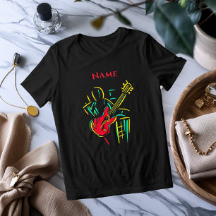 Neon Guitar Line Art Vibrant Musical T-Shirt Tri-Blend Shirt