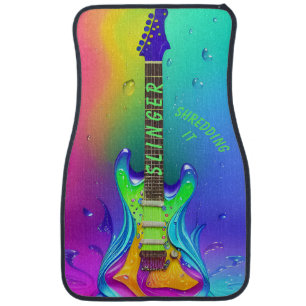 Neon Guitar Music Lover Car Mat (Front) (set of 2)