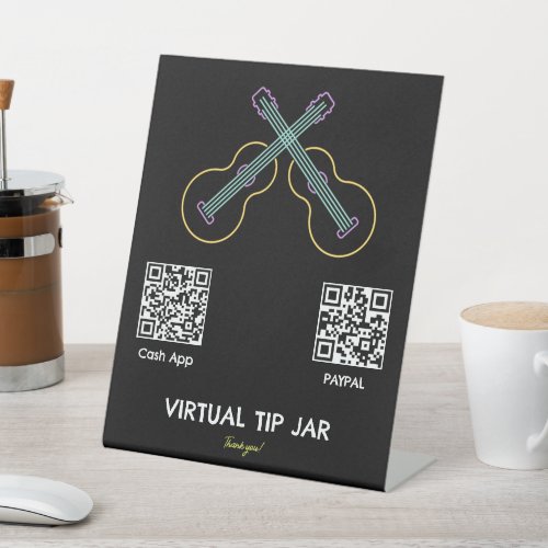 Neon Guitars Virtual Tip Jar Tabletop Sign