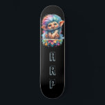 *~* Neon Hair Rainbow Troll AP89 Initial  Skateboard<br><div class="desc">(Search code AP89 for Troll items and AP88 for medieval theme items ) Easily Transfer to other Zazzle Products. BLACK background Skateboard. The bright and oh so happy NEON Rainbow colors just pop the TROLL images and LETTERS. Customize / Personalize your INITIALS / MONOGRAM. Whimsical Adorable Cute funny Long Hair...</div>