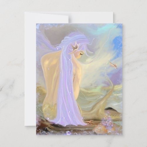 Neon Haired Mermaid  Holiday Card