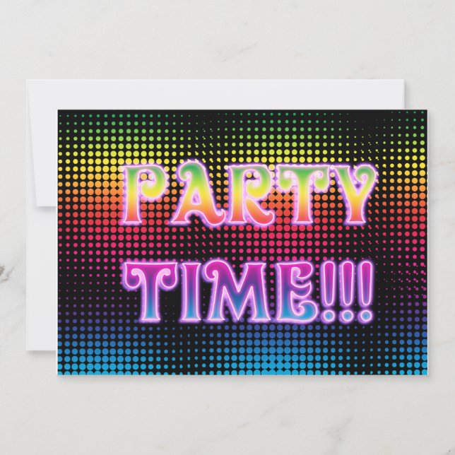 Neon Halftone Party Invitation (Front)