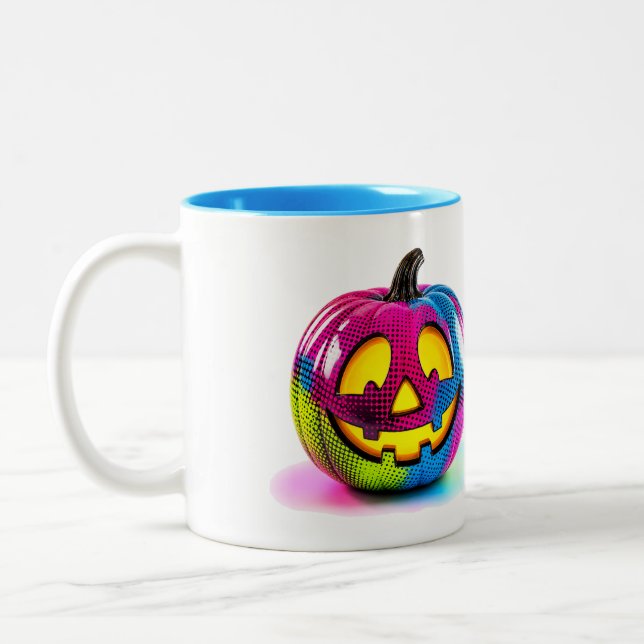 Neon Halftone Pumpkin Mug (Left)