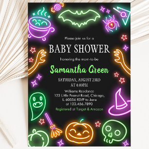 Neon Halloween Baby Shower Invitation