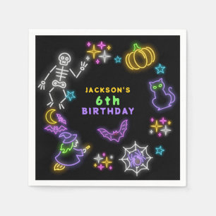 Neon Halloween Boys 6th Birthday Costume Party Napkins