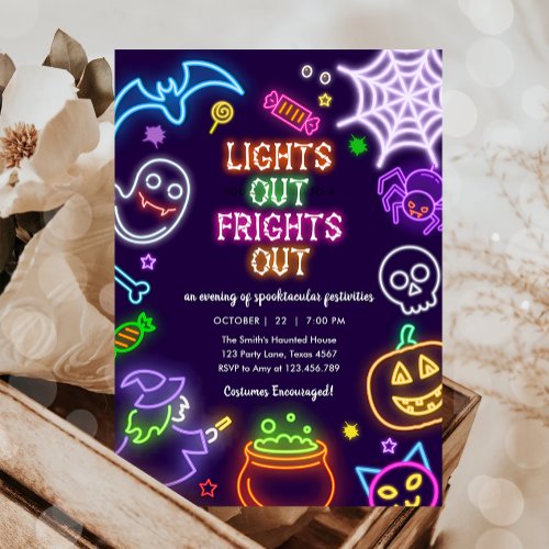 Neon Halloween Glow in the Dark Spooktacular Party Invitation