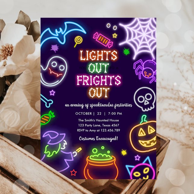 Neon Halloween Glow in the Dark Spooktacular Party Invitation (Creator Uploaded)