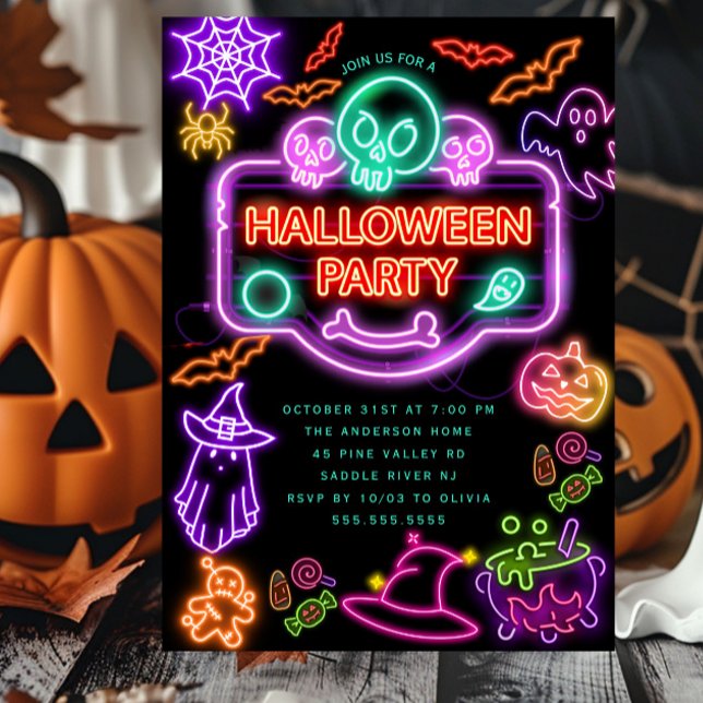 Neon Halloween Party Invitation (Creator Uploaded)