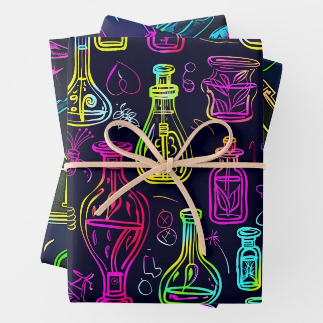 Neon Halloween Pattern  Wrapping Paper Sheets (In situ)
