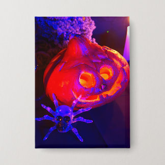 Neon Halloween pumpkins Button